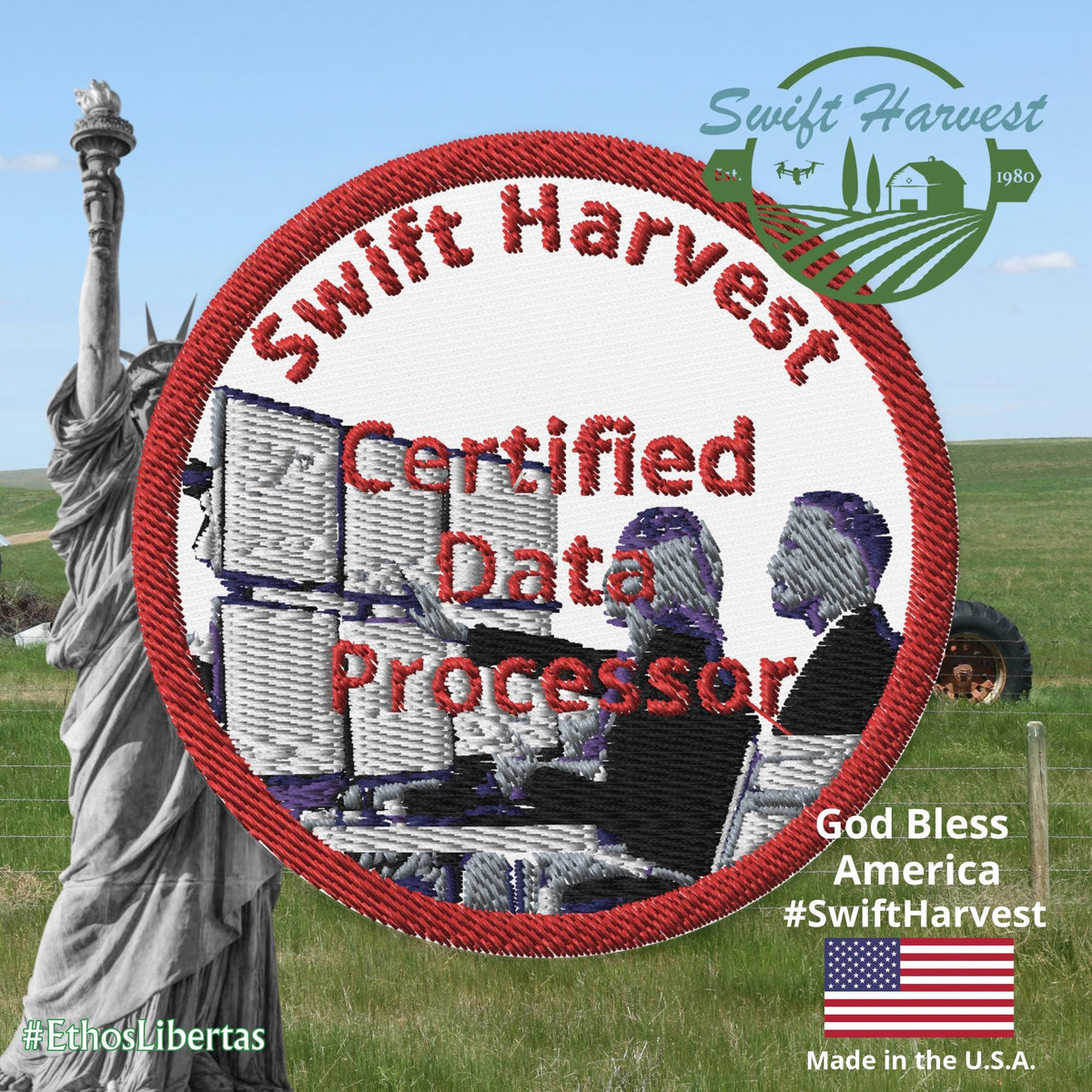 swiftharvest.net Swift Harvest Certified Data Processor Merit Badge Embroidered patches