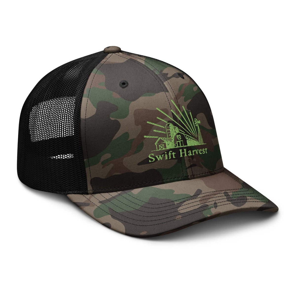 swiftharvest.net Swift Harvest Fam Logo Camouflage trucker hat